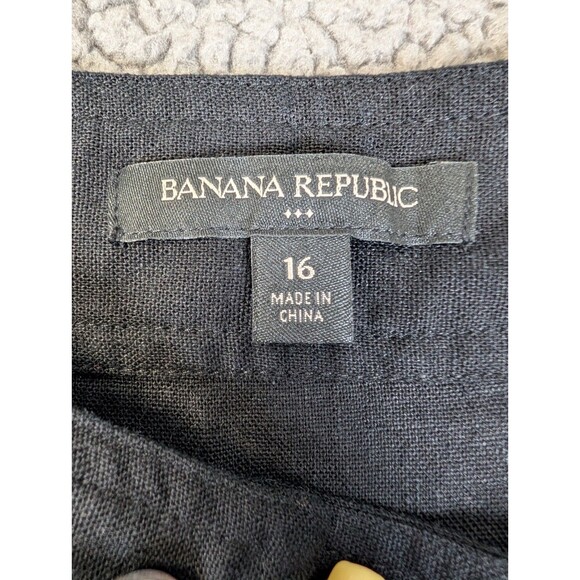 Banana Republic Button Front Linen Blend Black Skirt Size 16 Preppy Academia - Picture 7 of 11